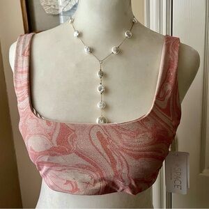 L*Space Beautiful Shimmer Bikini Top Removable Pads SZ Large MSRP $110 NWT LUX